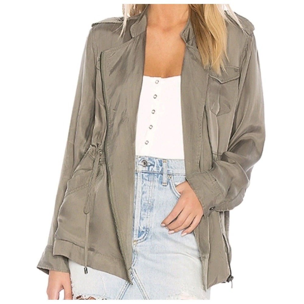 Rails Miles Utility Jacket Lightweight Cupro Sage Green Cargo Neutral Medium